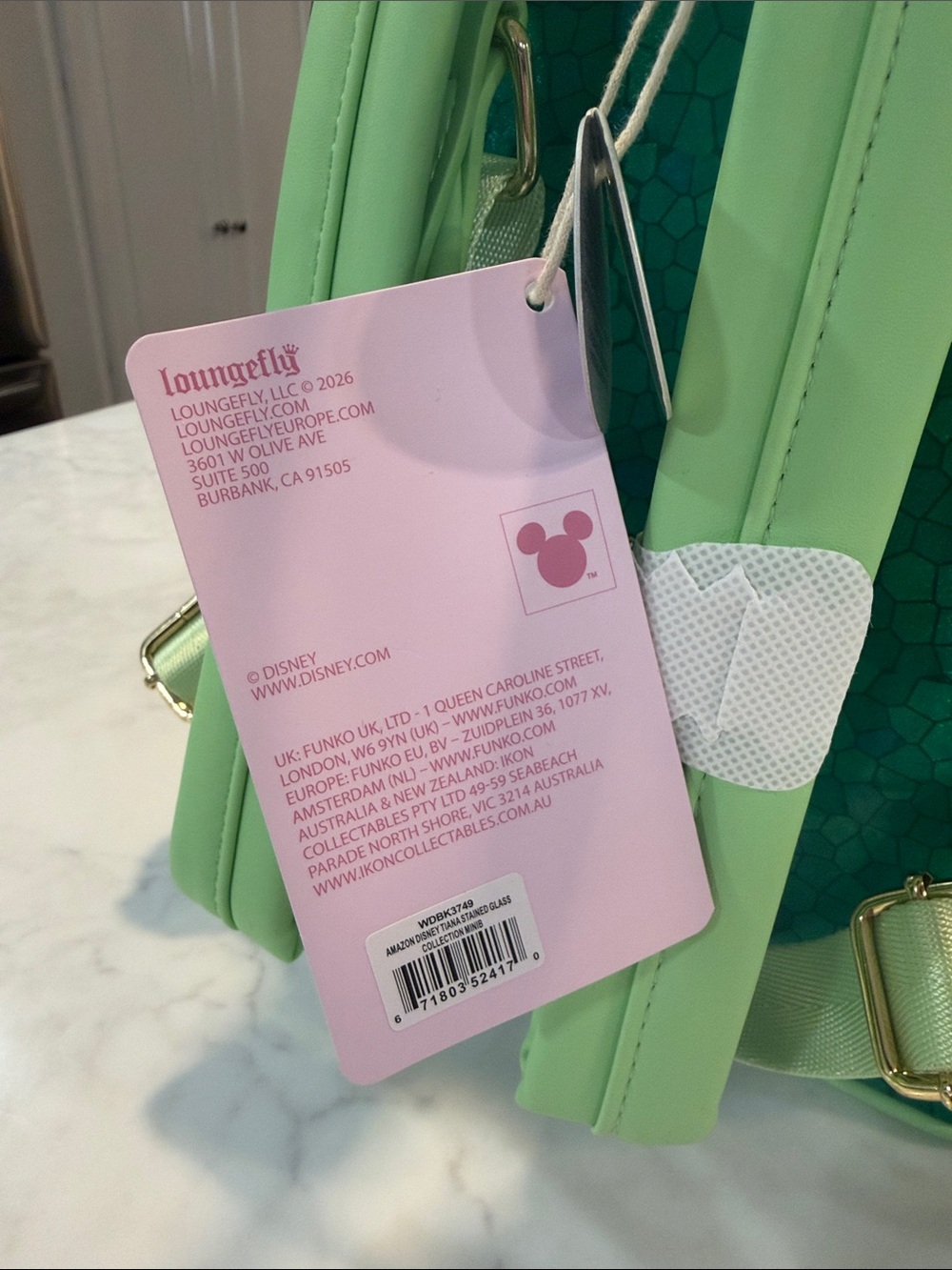 Loungefly Green Stained-Glass Princess Tiana Mini Backpack - Picture 9 of 13